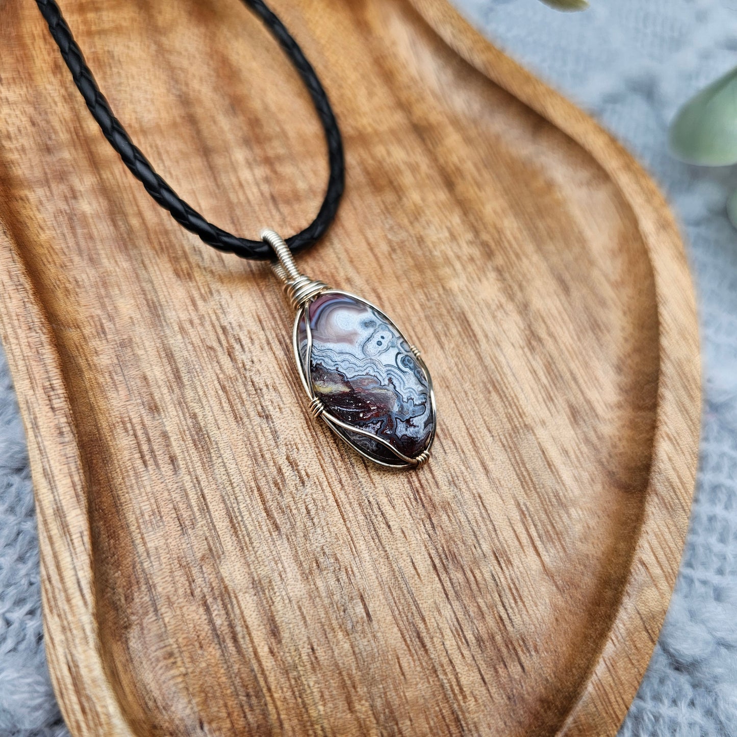 Achat Anhänger | 925er Silber | Edelstein Halskette