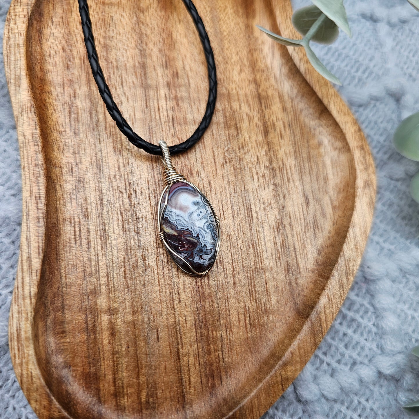 Achat Anhänger | 925er Silber | Edelstein Halskette