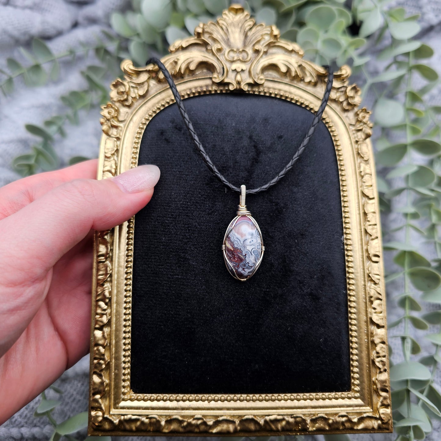 Achat Anhänger | 925er Silber | Edelstein Halskette