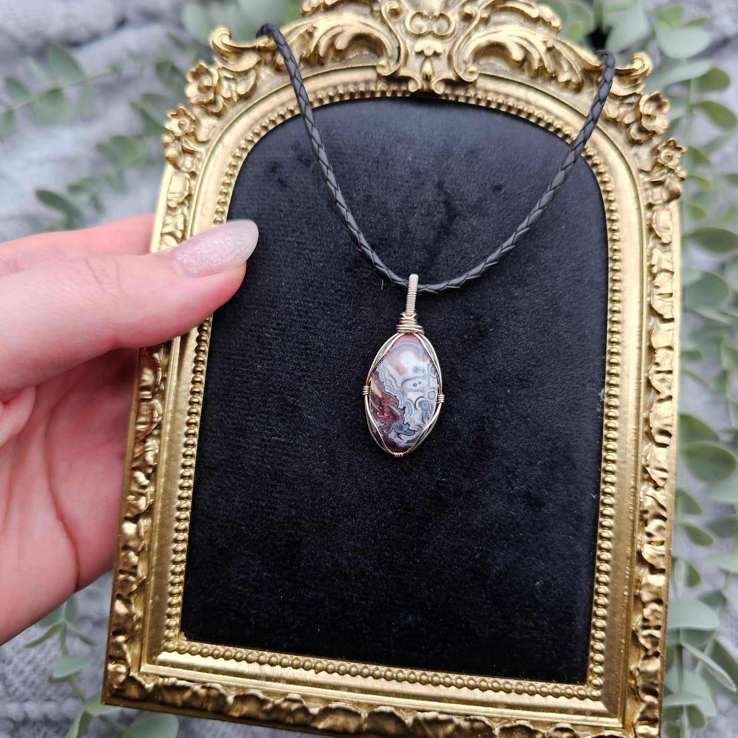 Achat Anhänger | 925er Silber | Edelstein Halskette