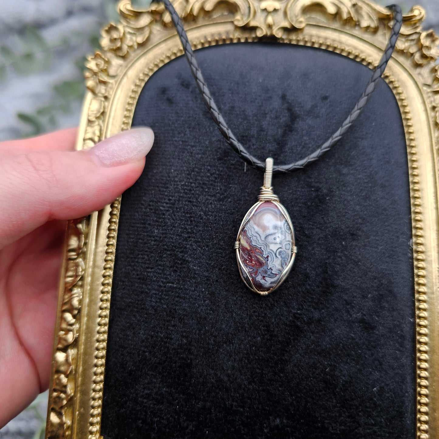 Achat Anhänger | 925er Silber | Edelstein Halskette