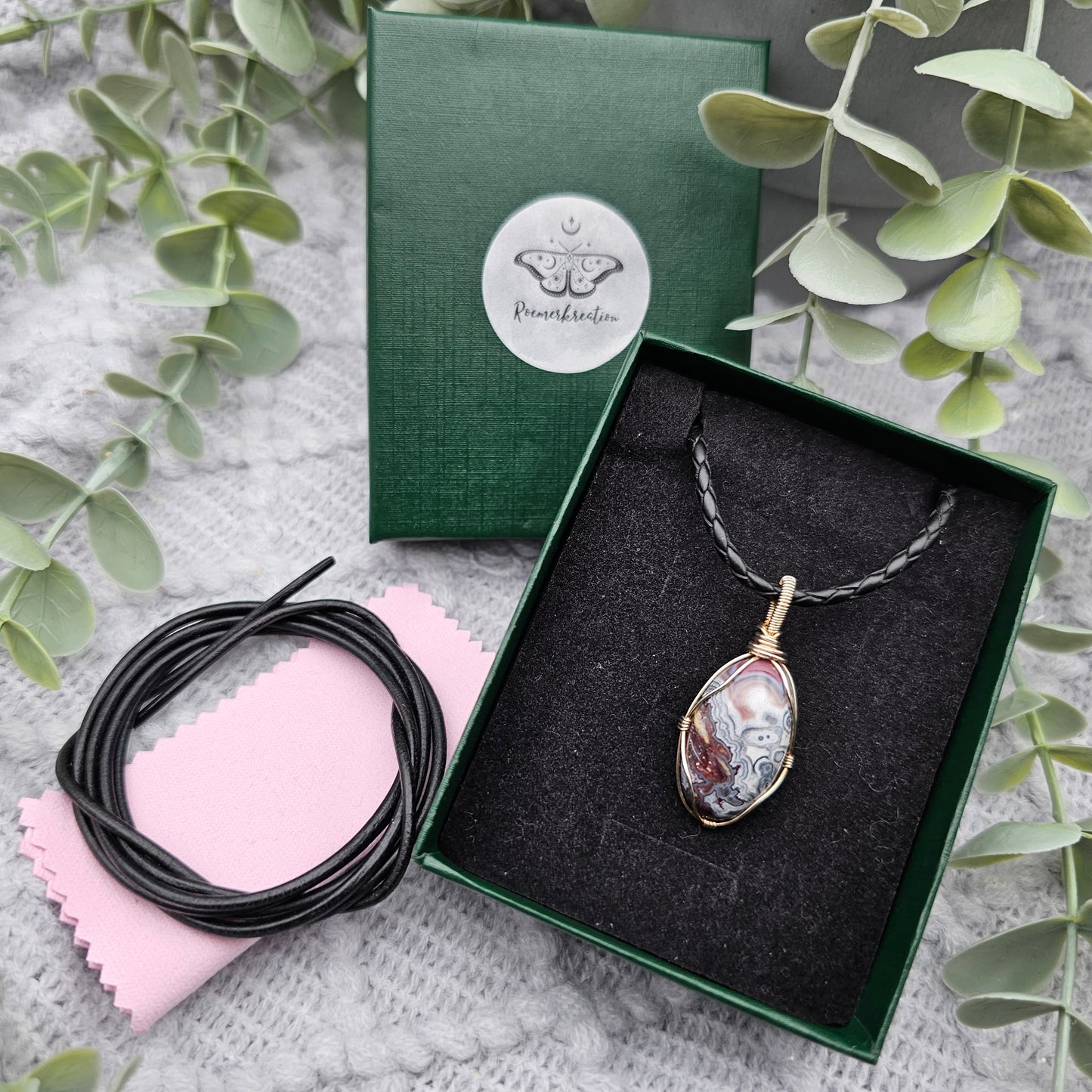 Achat Anhänger | 925er Silber | Edelstein Halskette