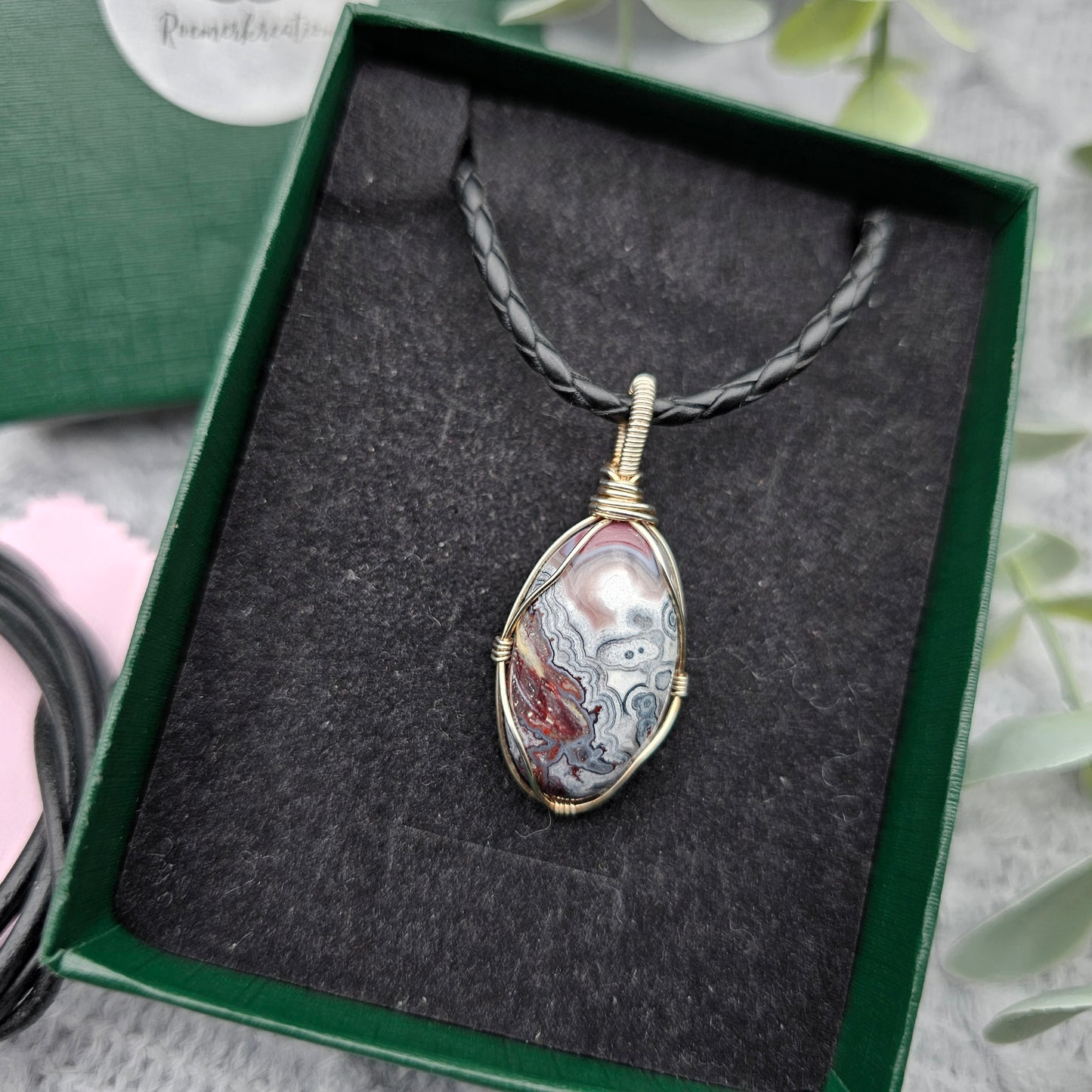 Achat Anhänger | 925er Silber | Edelstein Halskette