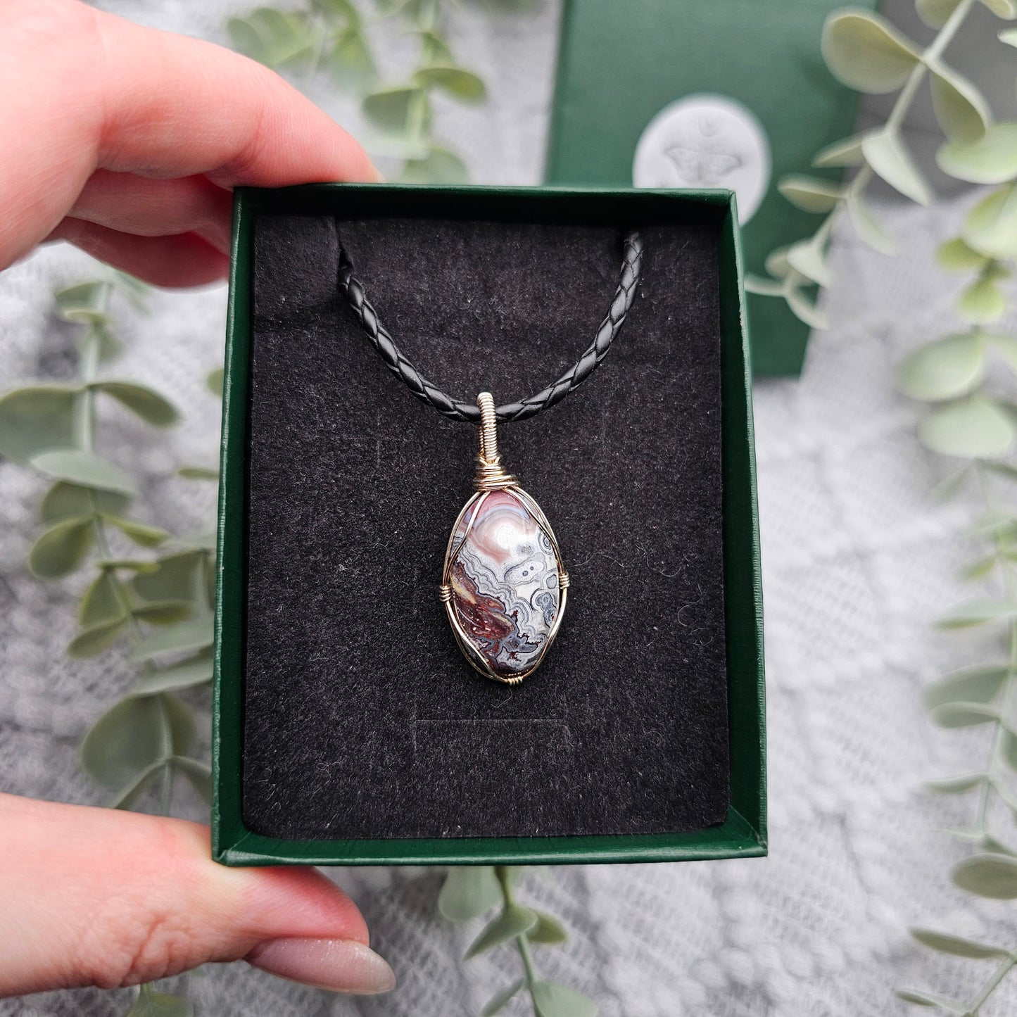 Achat Anhänger | 925er Silber | Edelstein Halskette