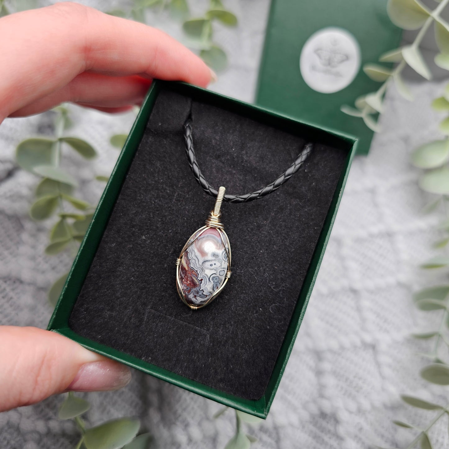 Achat Anhänger | 925er Silber | Edelstein Halskette