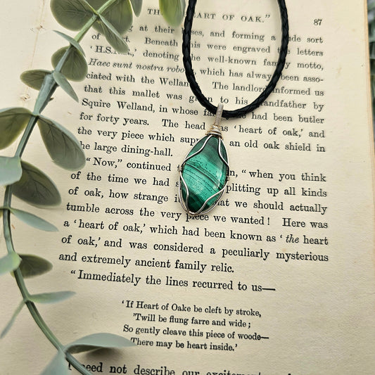 Malachit Anhänger | 925er Silber | Edelstein Halskette