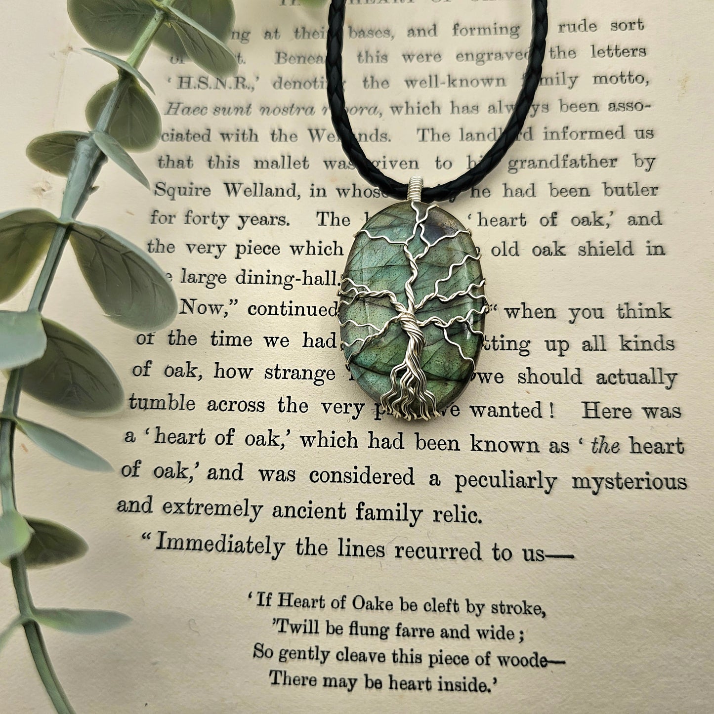 Labradorit Lebensbaum Anhänger | Schmuckdraht | Edelstein Halskette