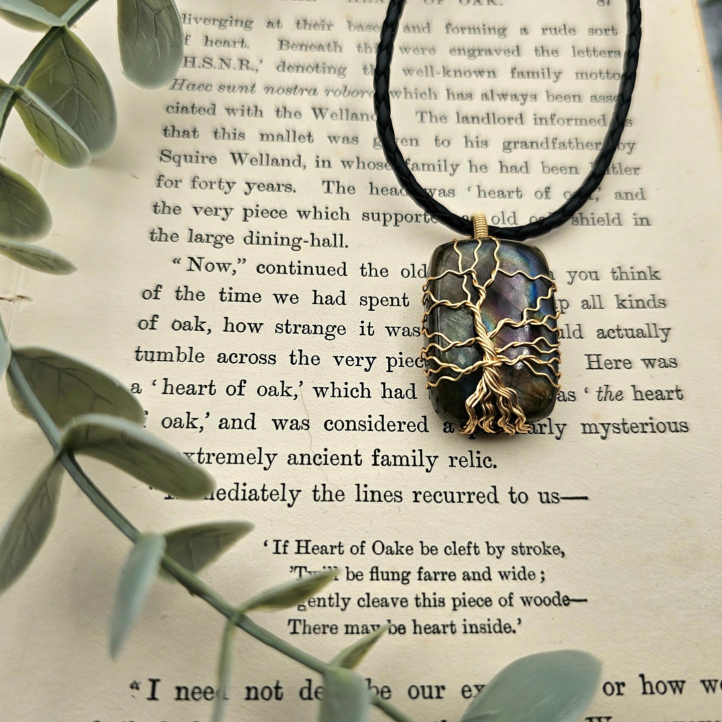 Labradorit Lebensbaum Anhänger | Schmuckdraht | Edelstein Halskette