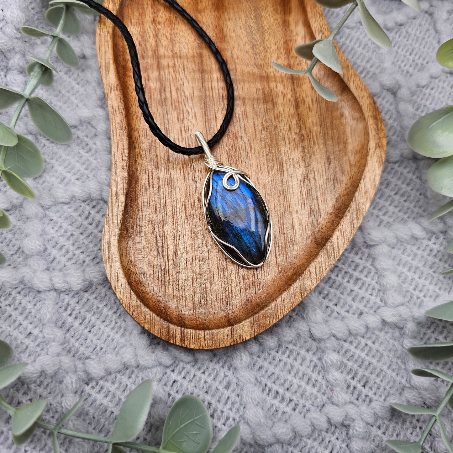 Labradorit Anhänger | Schmuckdraht | Edelstein Halskette