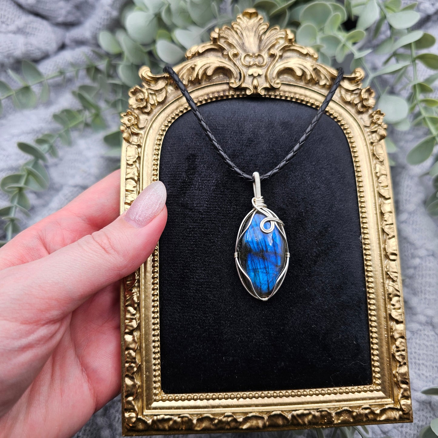 Labradorit Anhänger | Schmuckdraht | Edelstein Halskette