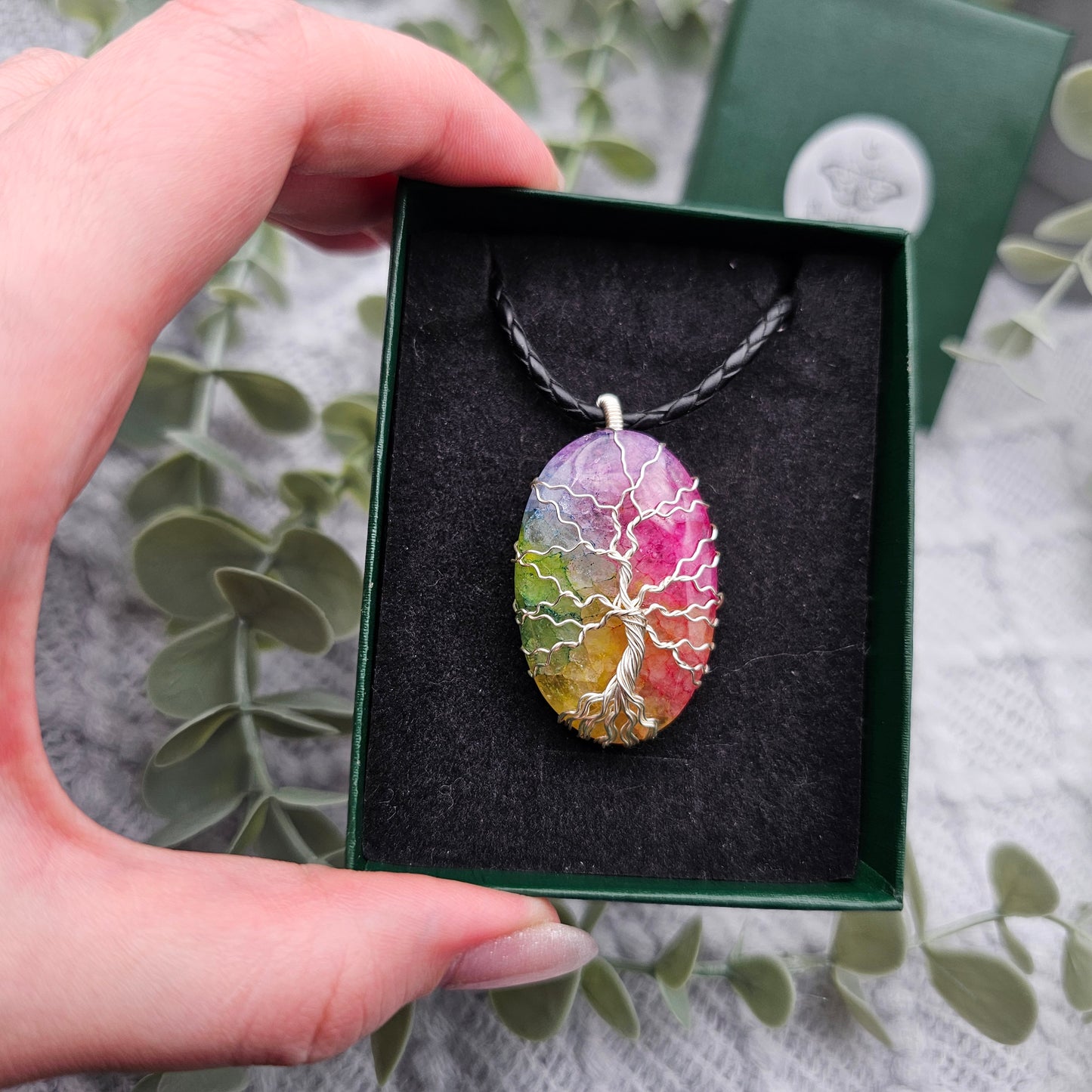 Agate Rainbow Tree of Life Pendant | Jewelry Wire | Gemstone Necklace
