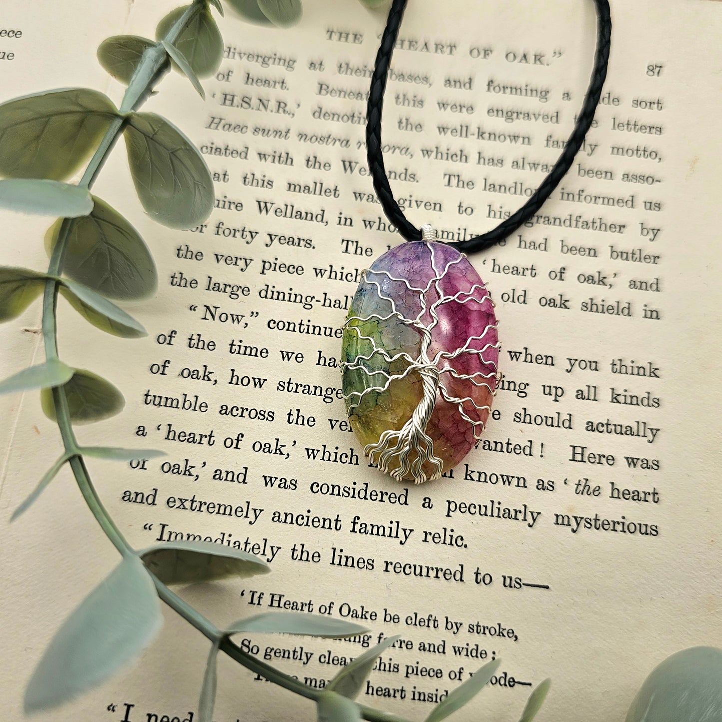 Agate Rainbow Tree of Life Pendant | Jewelry Wire | Gemstone Necklace