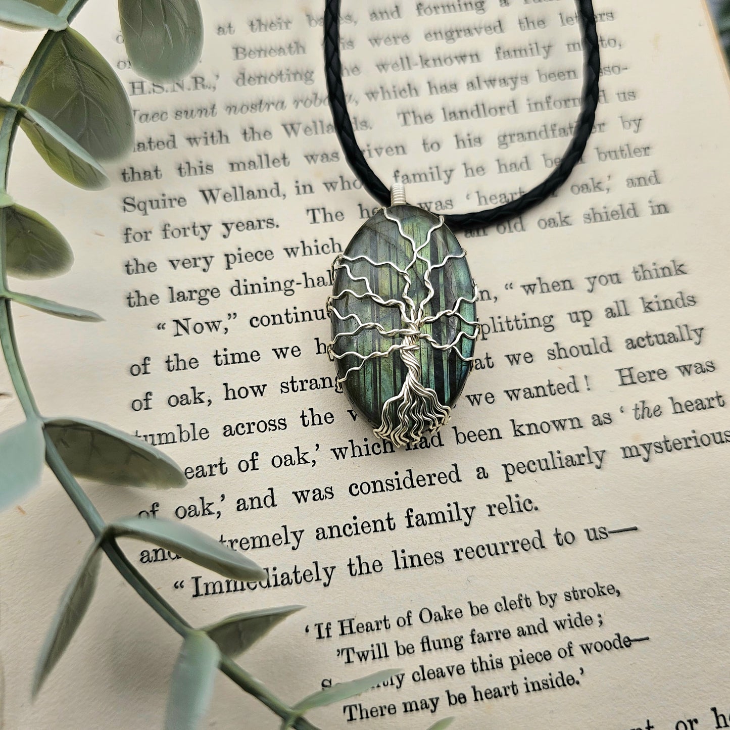 Labradorit Lebensbaum Anhänger | Schmuckdraht | Edelstein Halskette