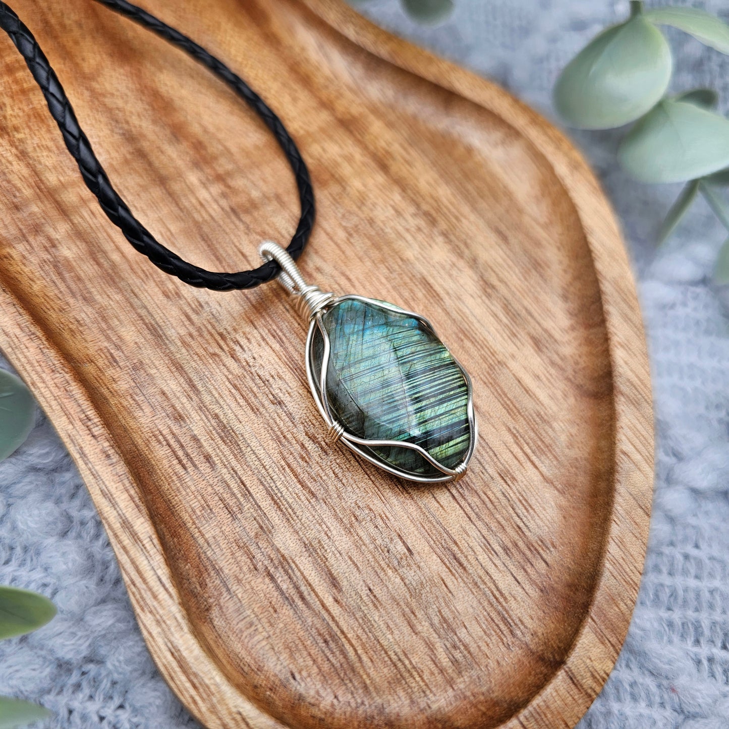 Labradorit Anhänger | Schmuckdraht | Edelstein Halskette