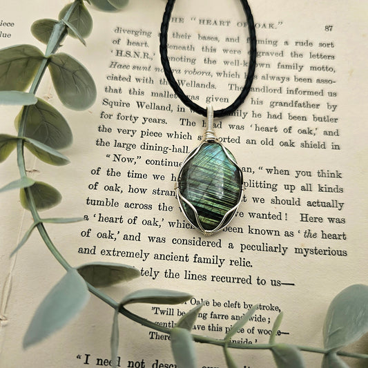 Labradorit Anhänger | Schmuckdraht | Edelstein Halskette