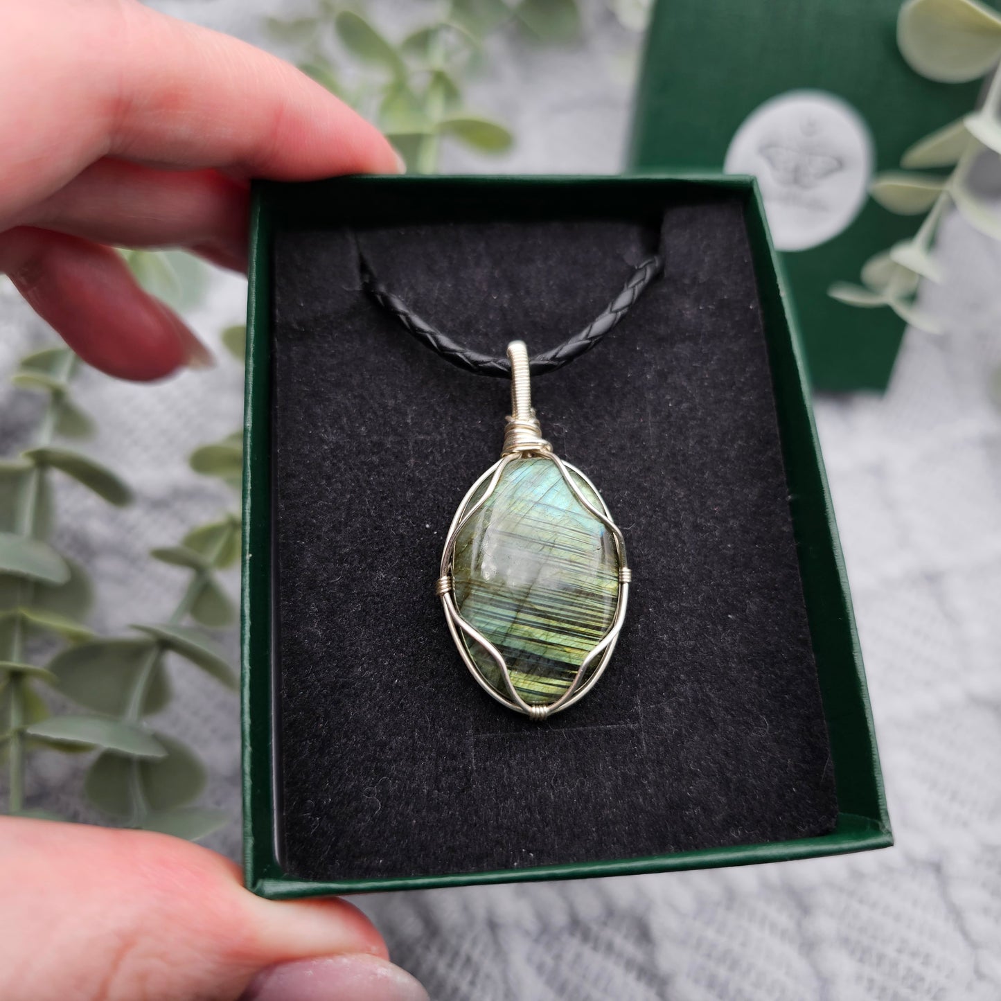 Labradorit Anhänger | Schmuckdraht | Edelstein Halskette