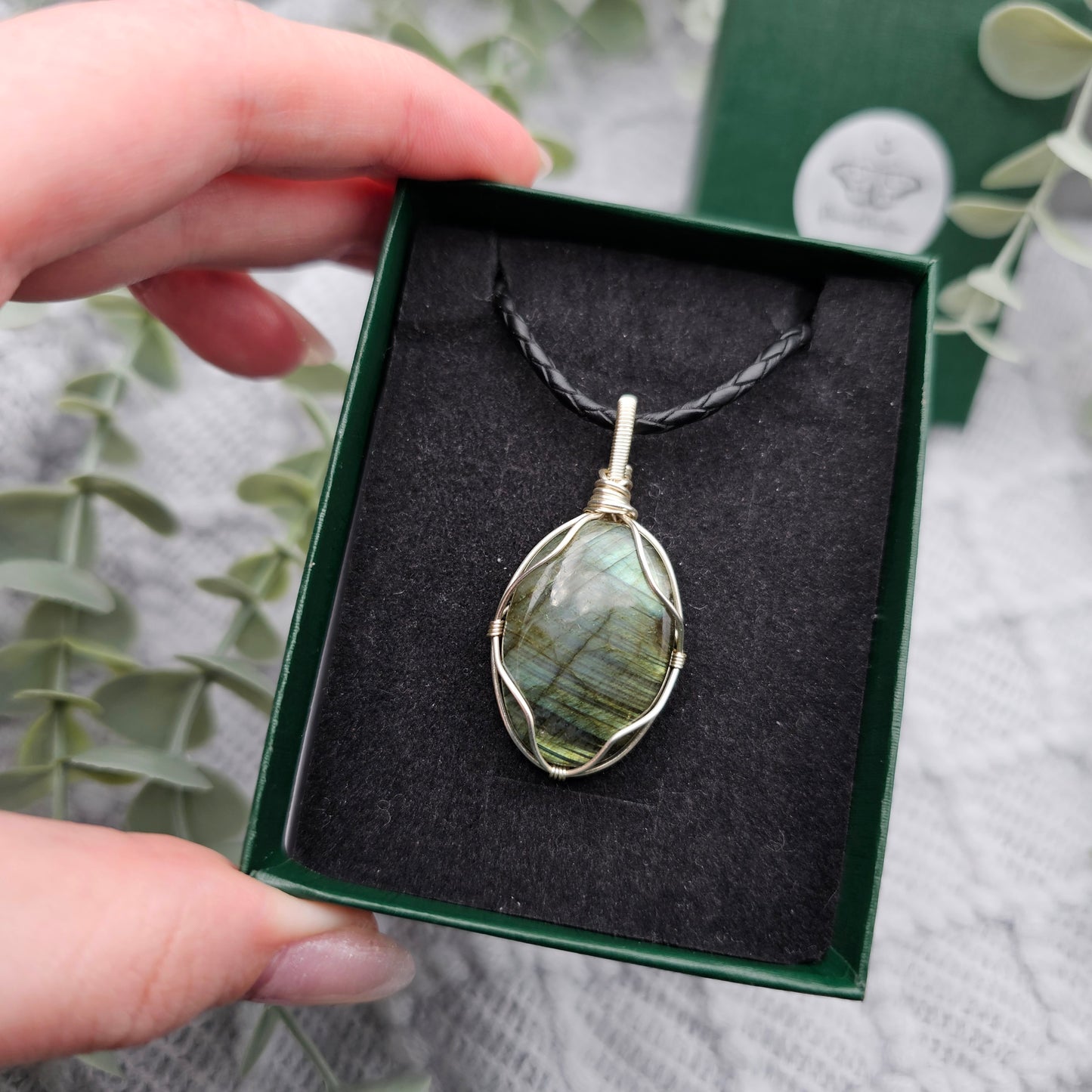 Labradorit Anhänger | Schmuckdraht | Edelstein Halskette