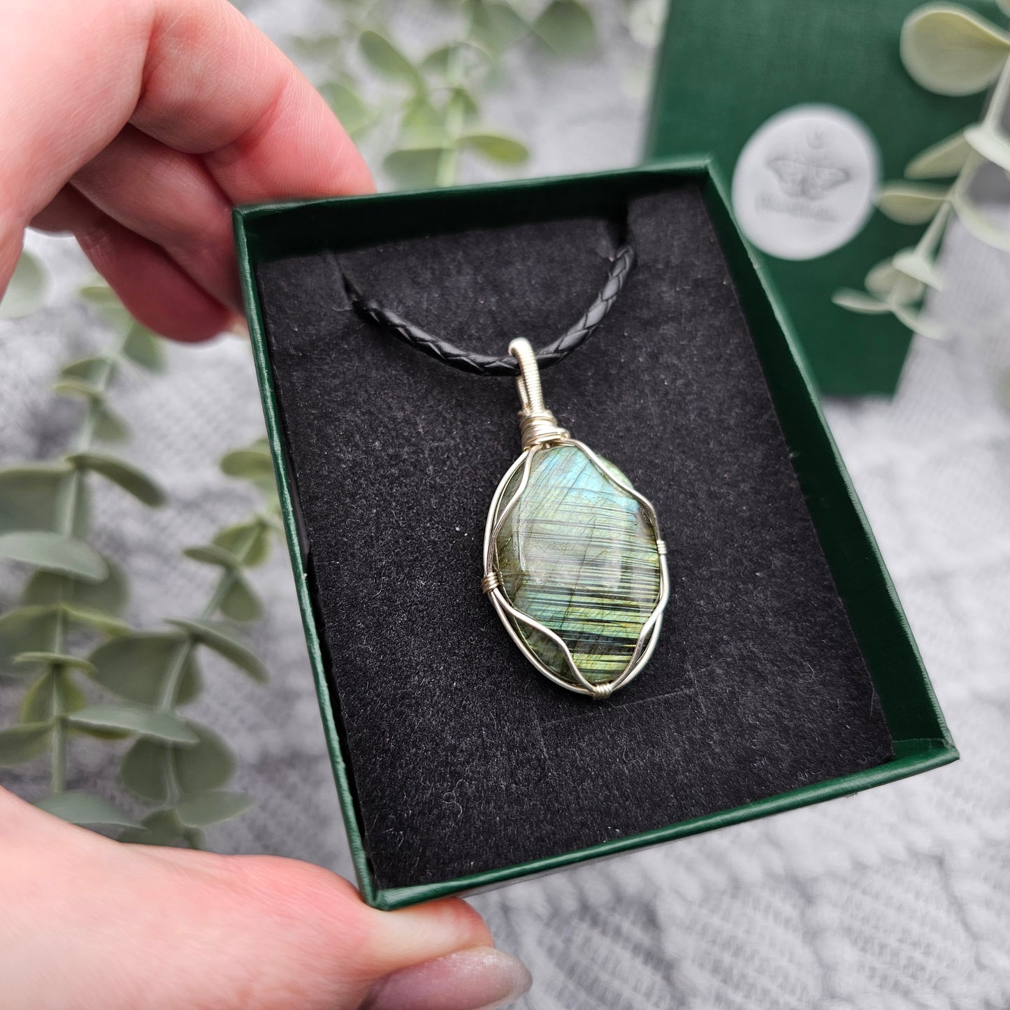 Labradorit Anhänger | Schmuckdraht | Edelstein Halskette