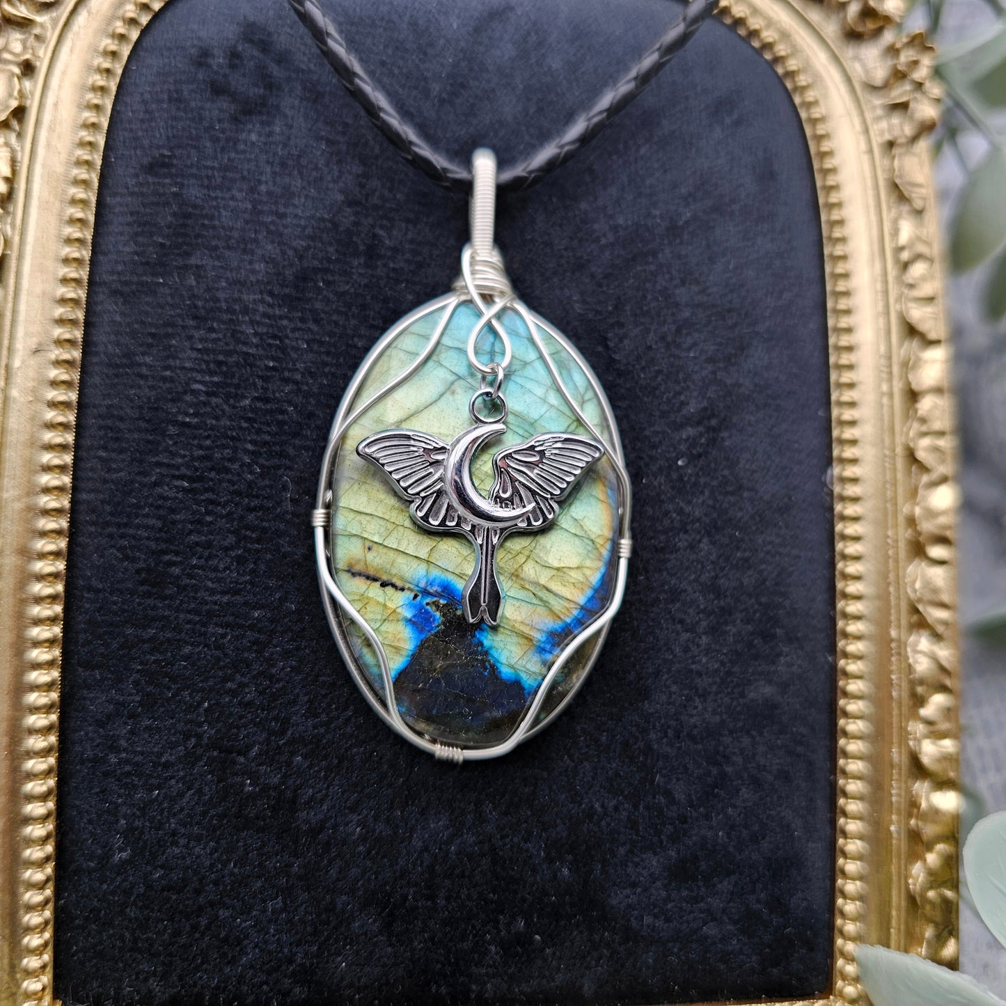Labradorite & Moth Pendant | Jewellery Wire | Gemstone Necklace