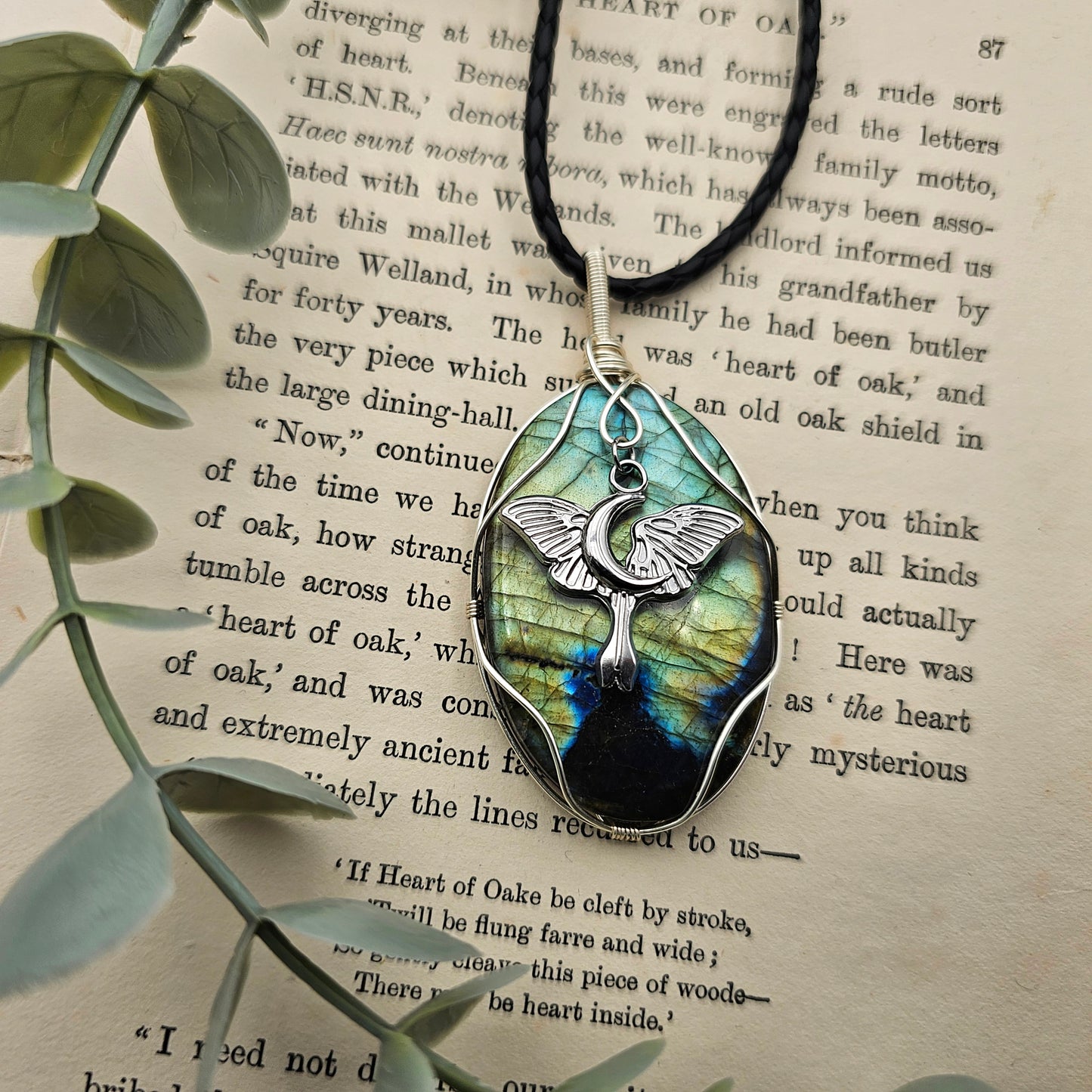 Labradorite & Moth Pendant | Jewellery Wire | Gemstone Necklace