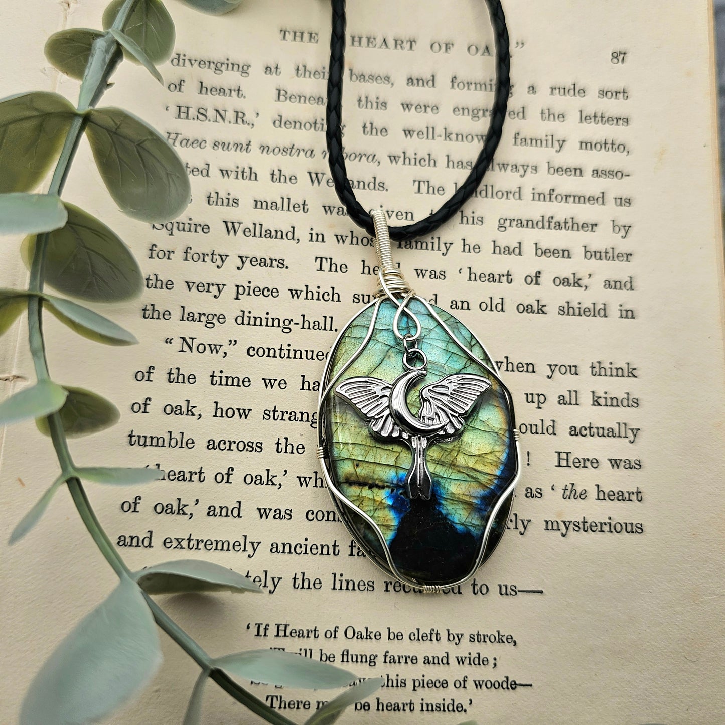 Labradorite & Moth Pendant | Jewellery Wire | Gemstone Necklace