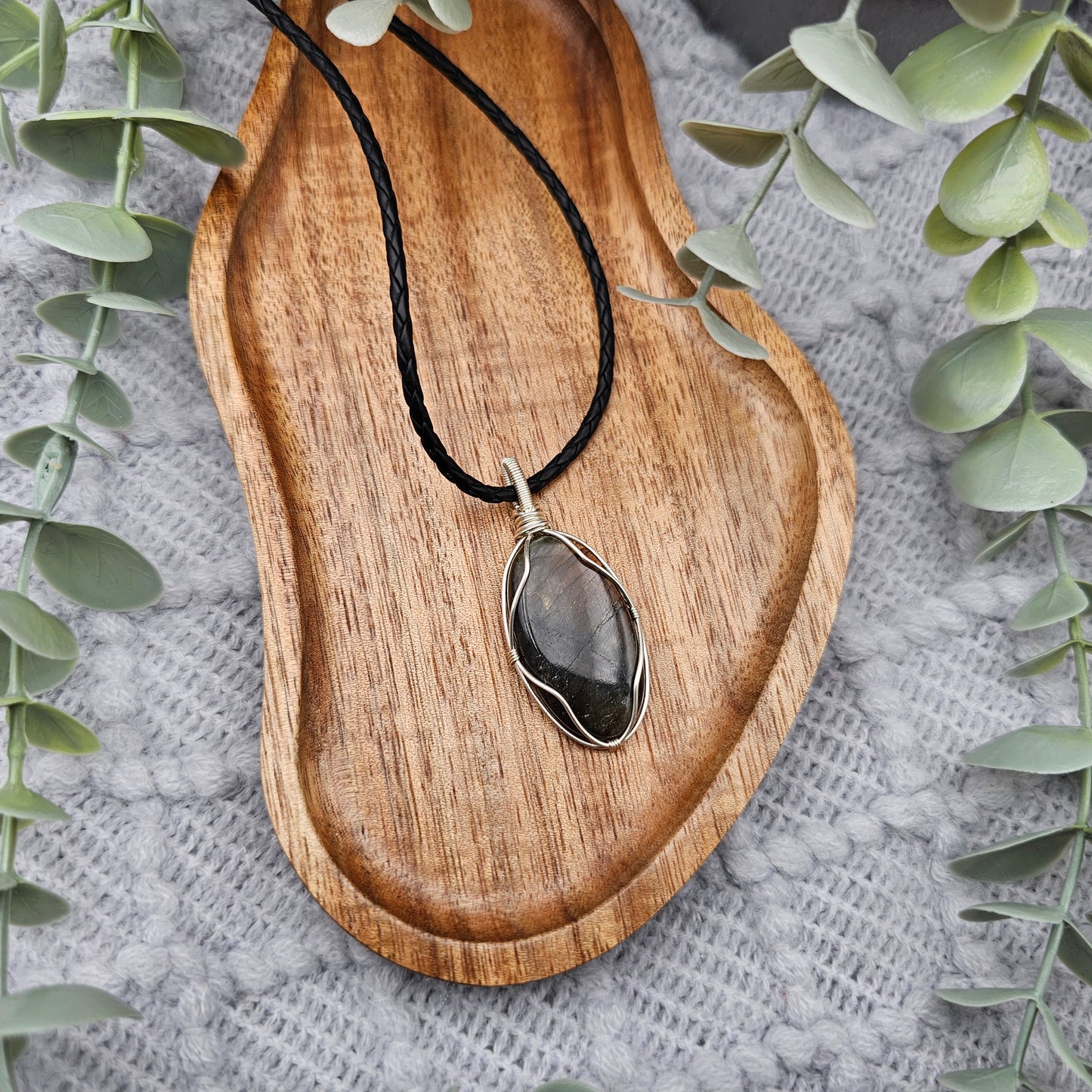 Labradorit Anhänger | Schmuckdraht | Edelstein Halskette