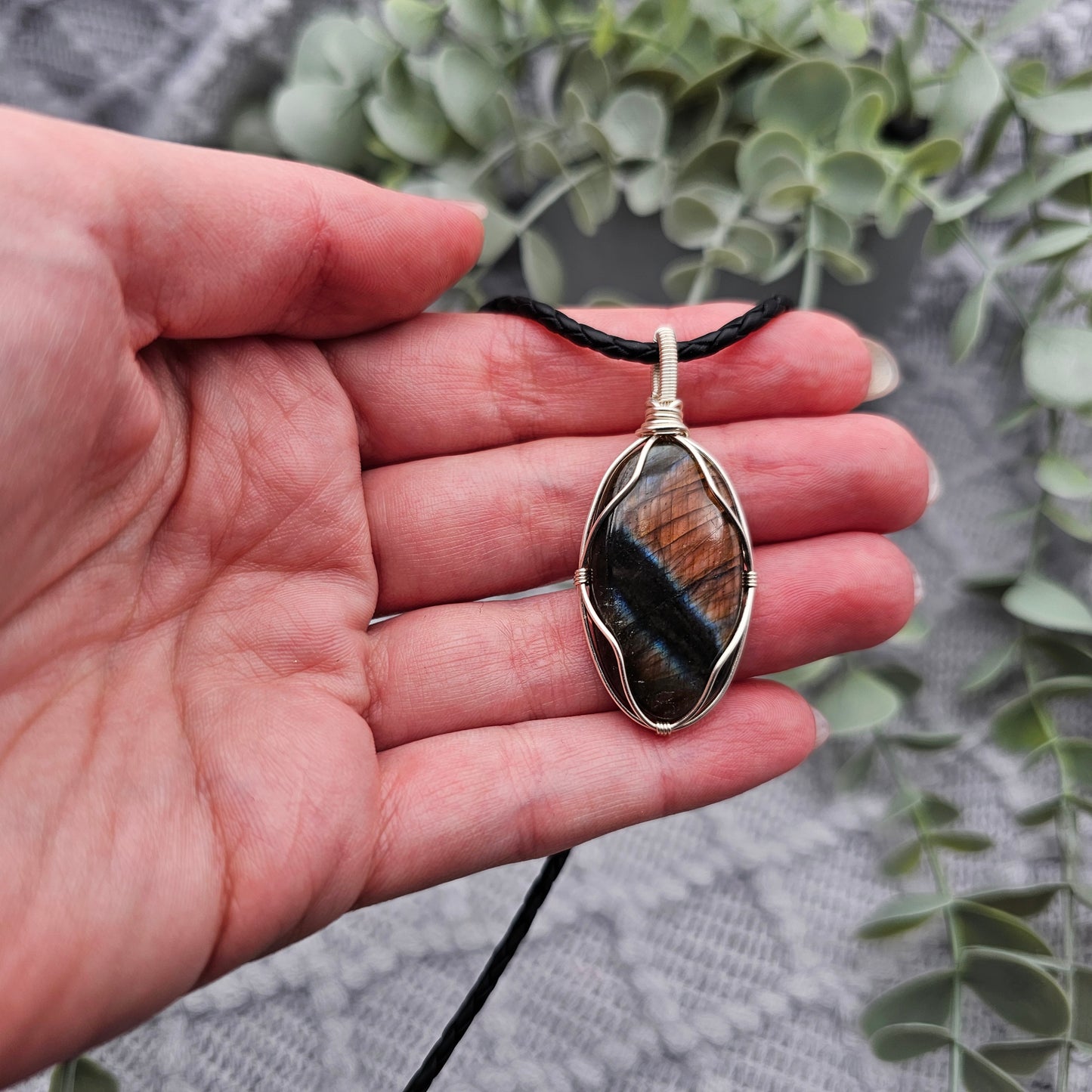 Labradorit Anhänger | Schmuckdraht | Edelstein Halskette