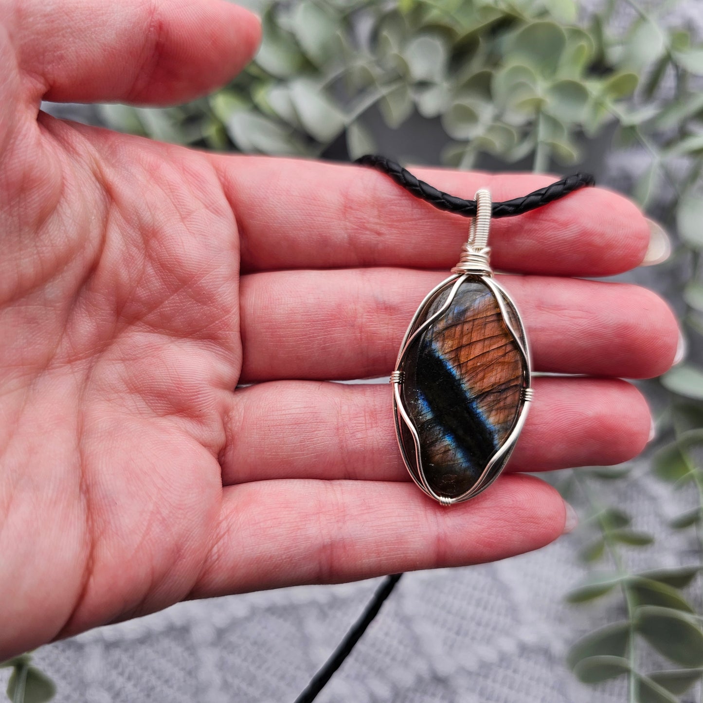 Labradorit Anhänger | Schmuckdraht | Edelstein Halskette