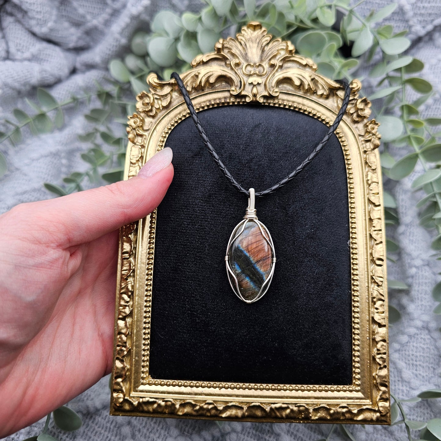 Labradorit Anhänger | Schmuckdraht | Edelstein Halskette