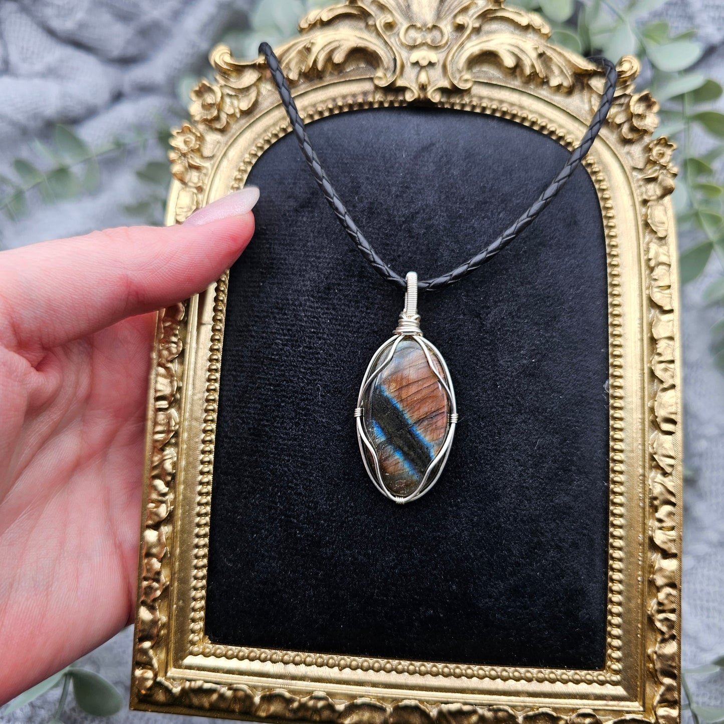 Labradorit Anhänger | Schmuckdraht | Edelstein Halskette