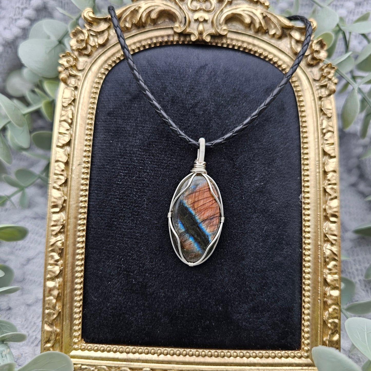 Labradorit Anhänger | Schmuckdraht | Edelstein Halskette