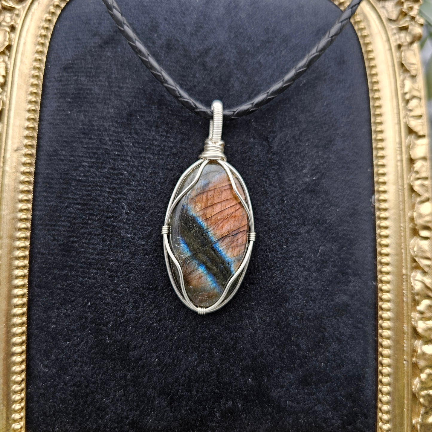 Labradorit Anhänger | Schmuckdraht | Edelstein Halskette