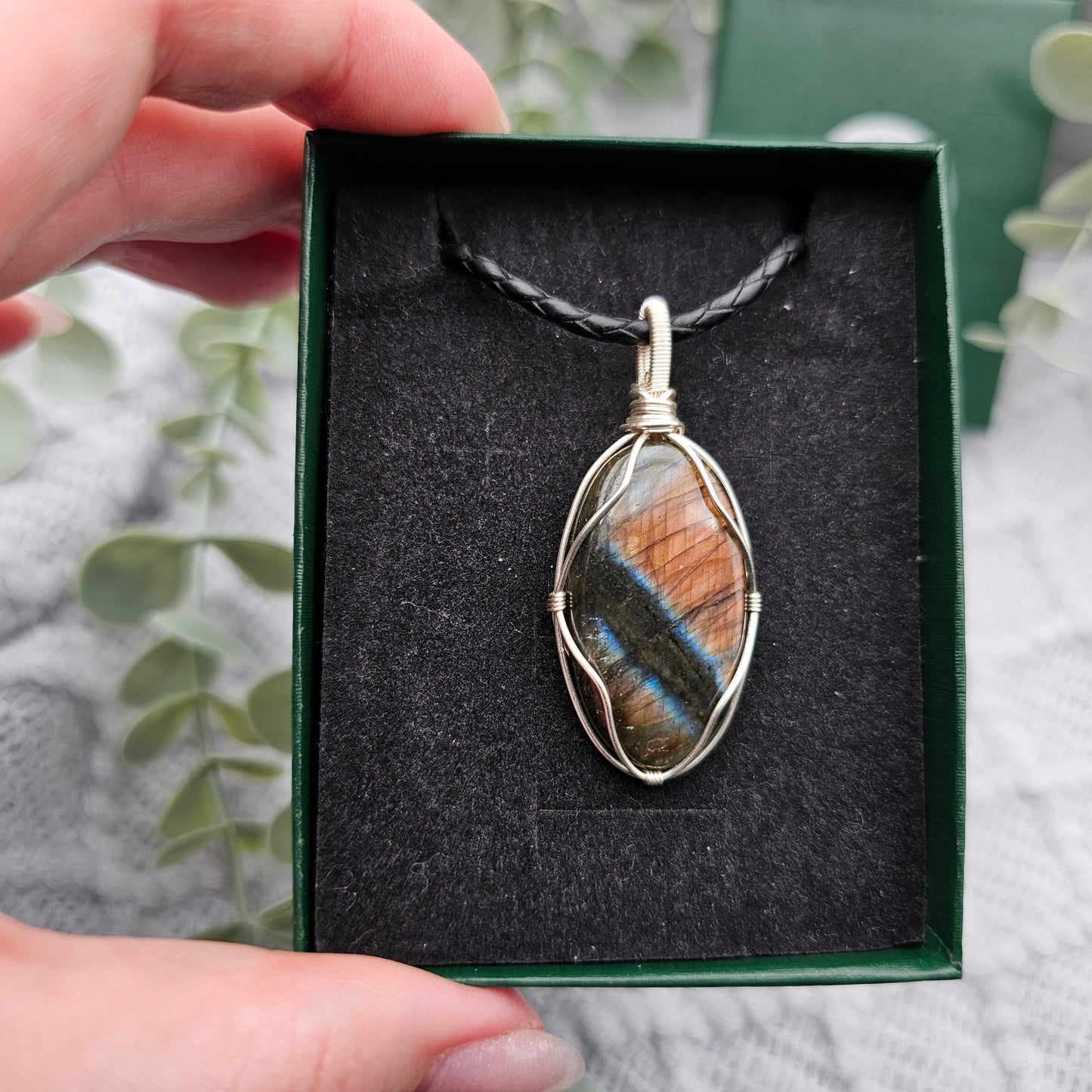 Labradorit Anhänger | Schmuckdraht | Edelstein Halskette