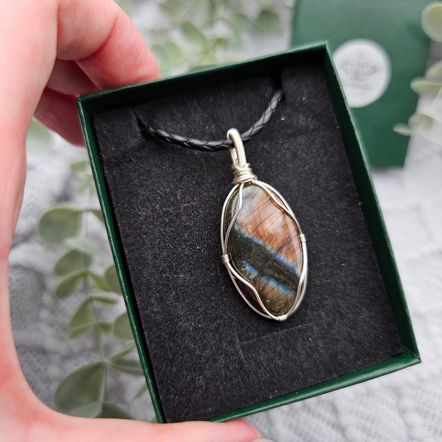 Labradorit Anhänger | Schmuckdraht | Edelstein Halskette