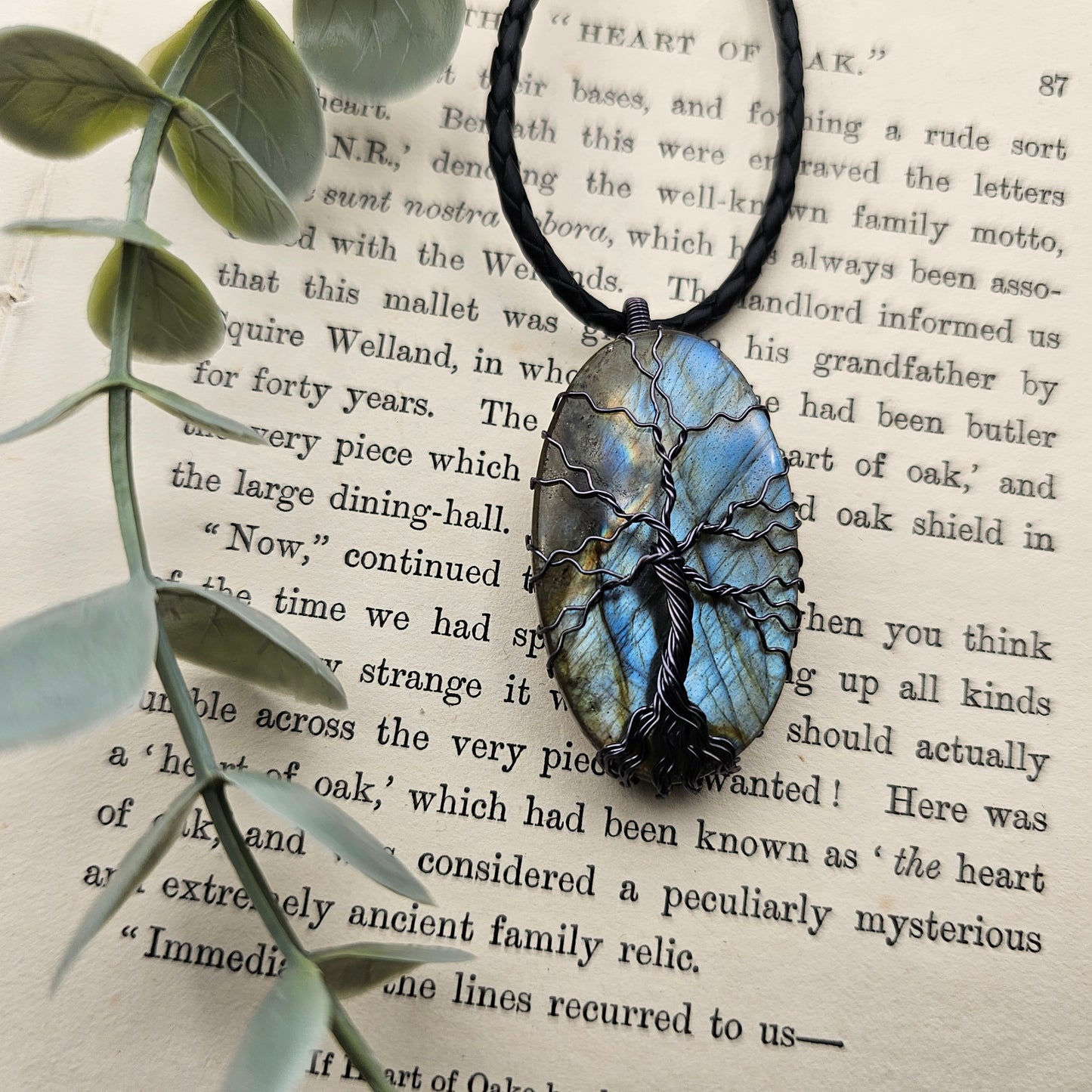 Labradorit Lebensbaum Anhänger | Schmuckdraht | Edelstein Halskette