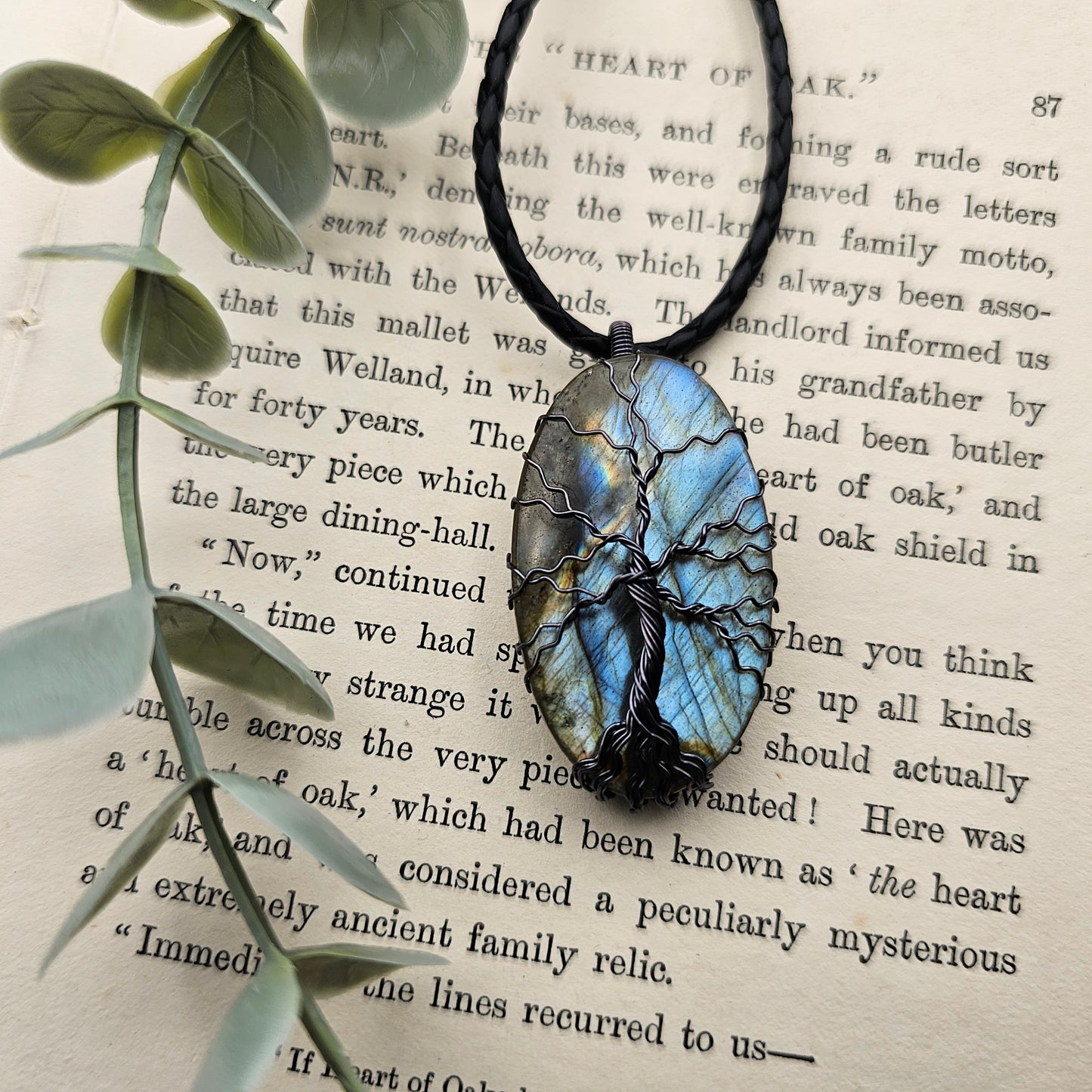 Labradorit Lebensbaum Anhänger | Schmuckdraht | Edelstein Halskette