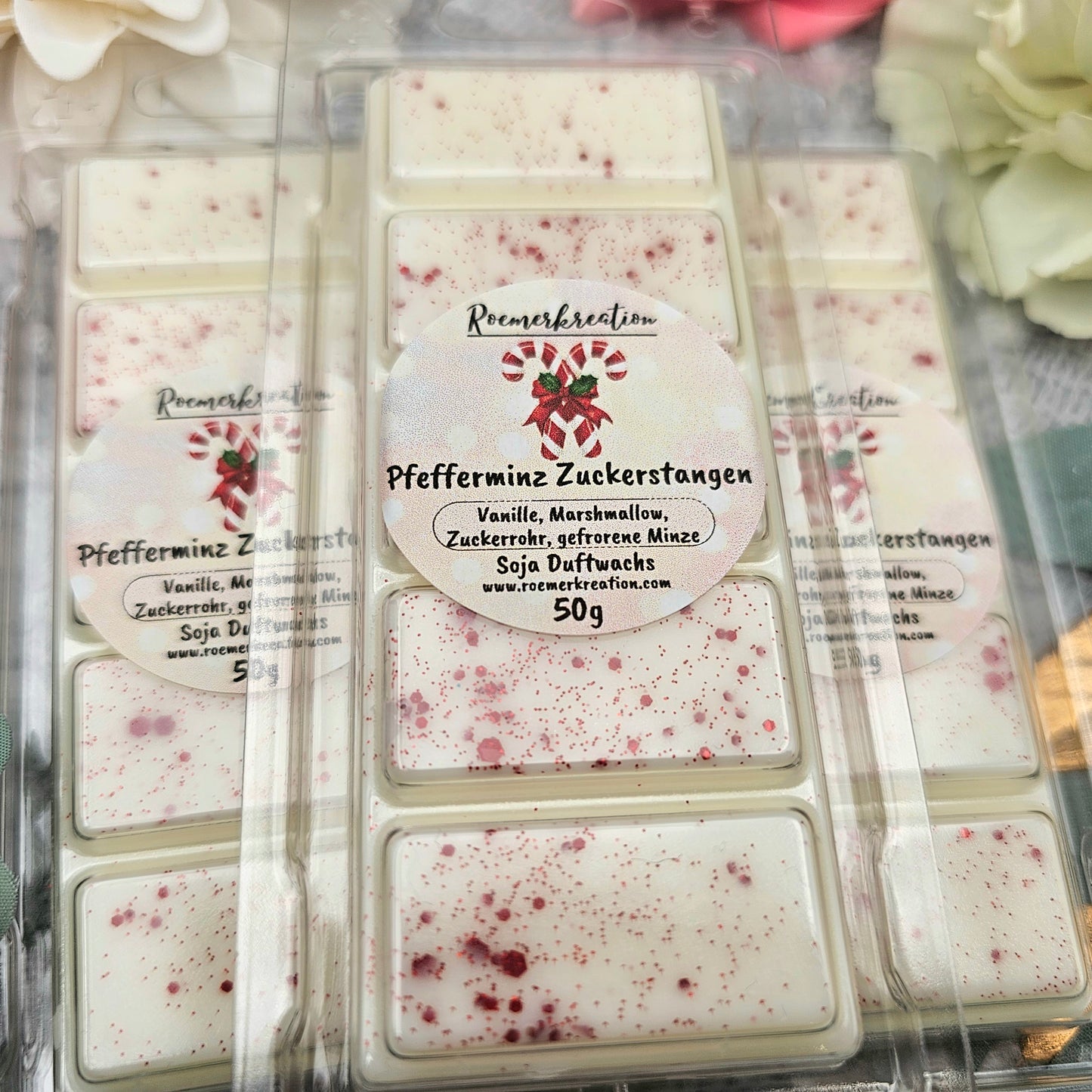 Tafel 50 g | Pfefferminz Zuckerstangen | Duftwachs