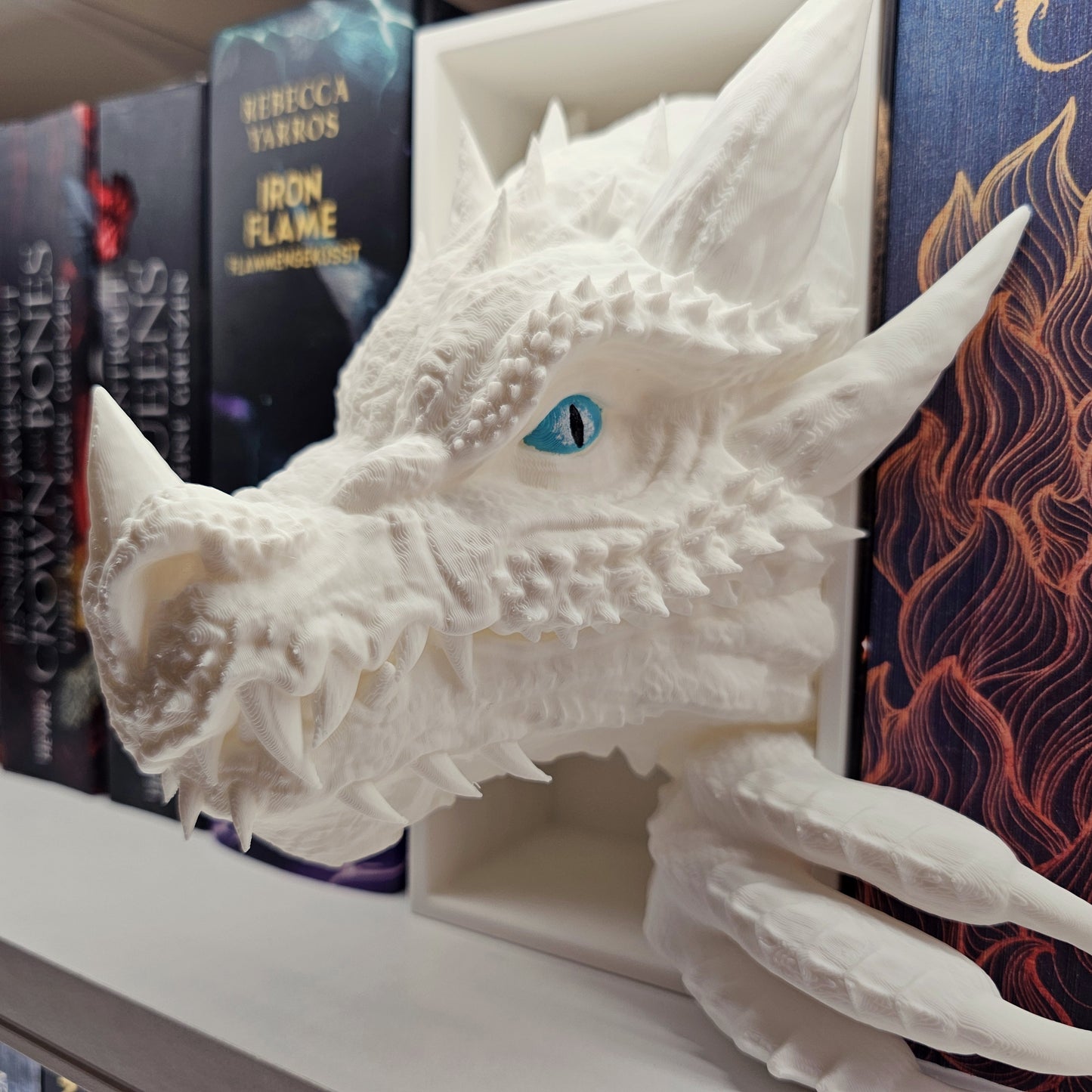 Book Nook Ice Dragon White Set/Single | 3D Print | Bookend | Bookshelf Decoration