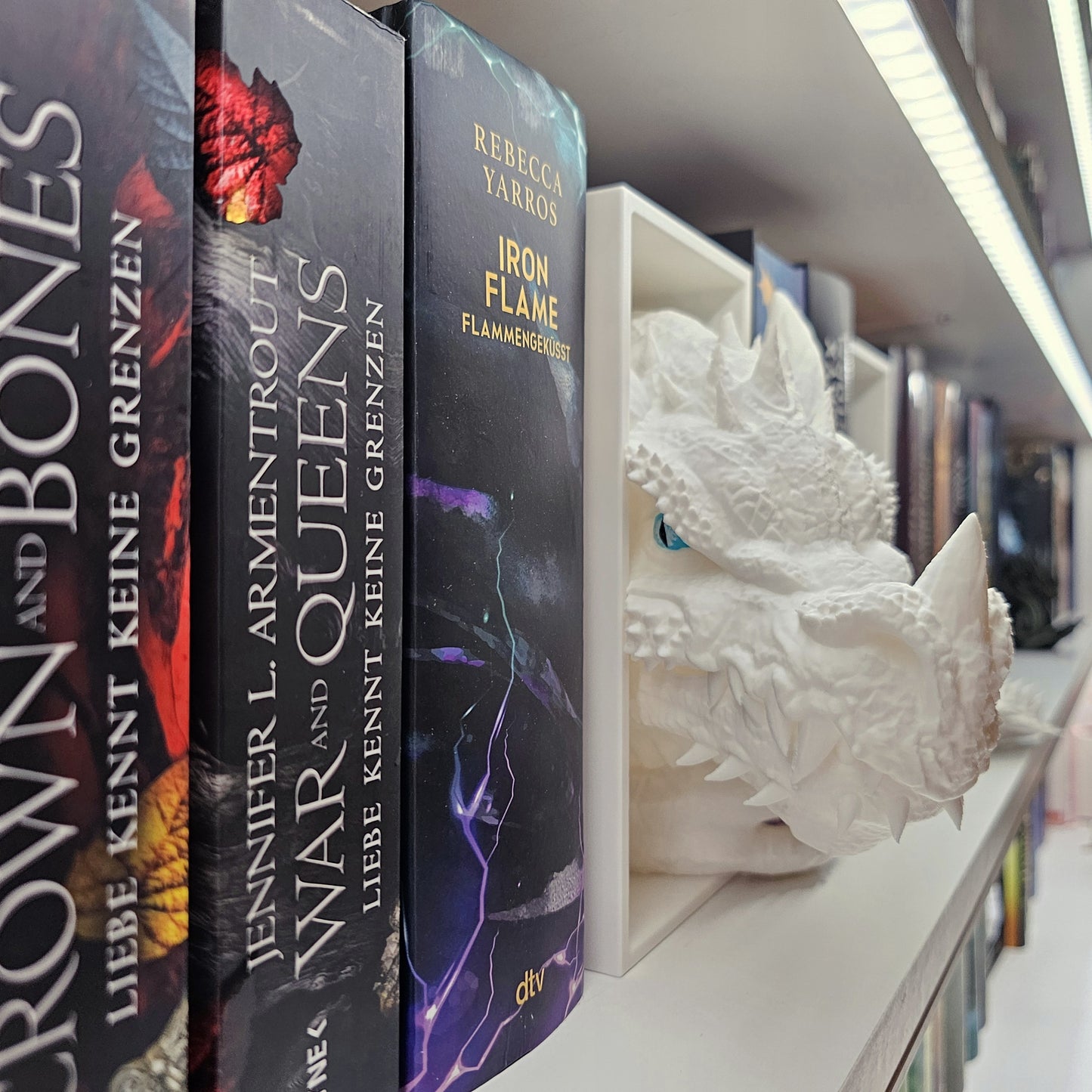 Book Nook Ice Dragon White Set/Single | 3D Print | Bookend | Bookshelf Decoration