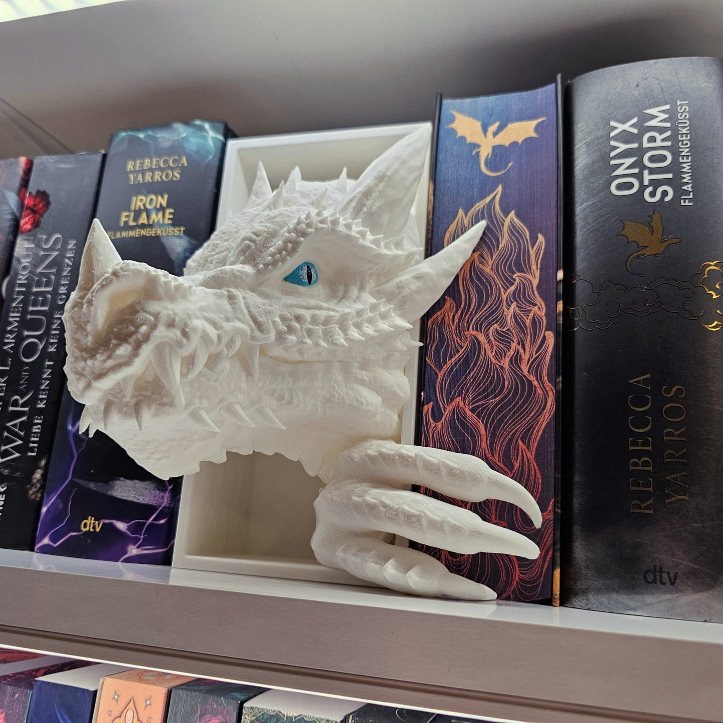 Book Nook Ice Dragon White Set/Single | 3D Print | Bookend | Bookshelf Decoration
