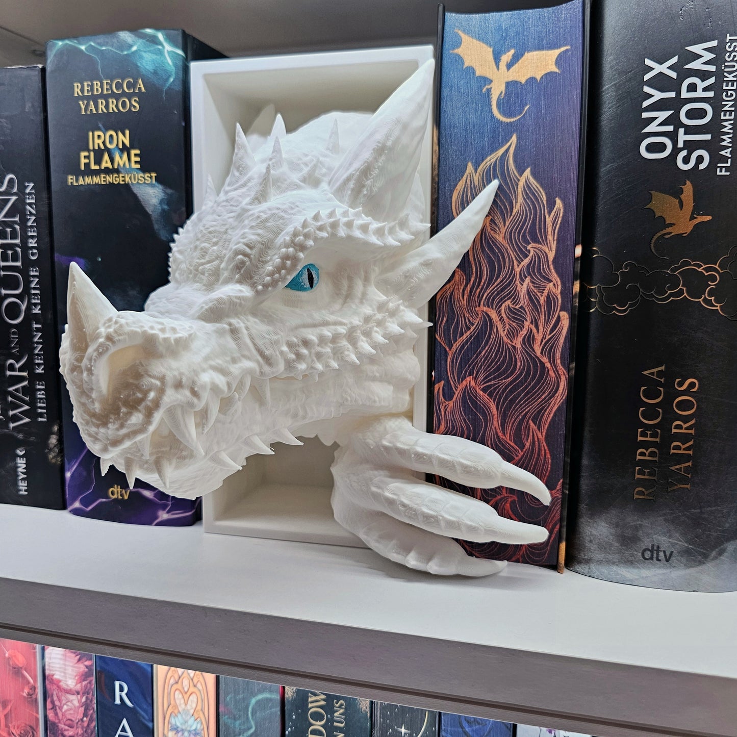 Book Nook Ice Dragon White Set/Single | 3D Print | Bookend | Bookshelf Decoration