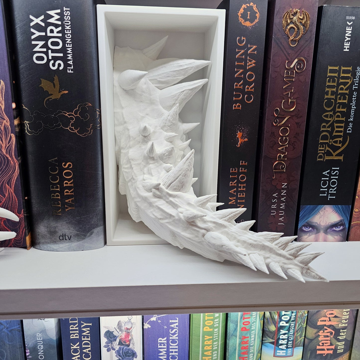 Book Nook Ice Dragon White Set/Single | 3D Print | Bookend | Bookshelf Decoration