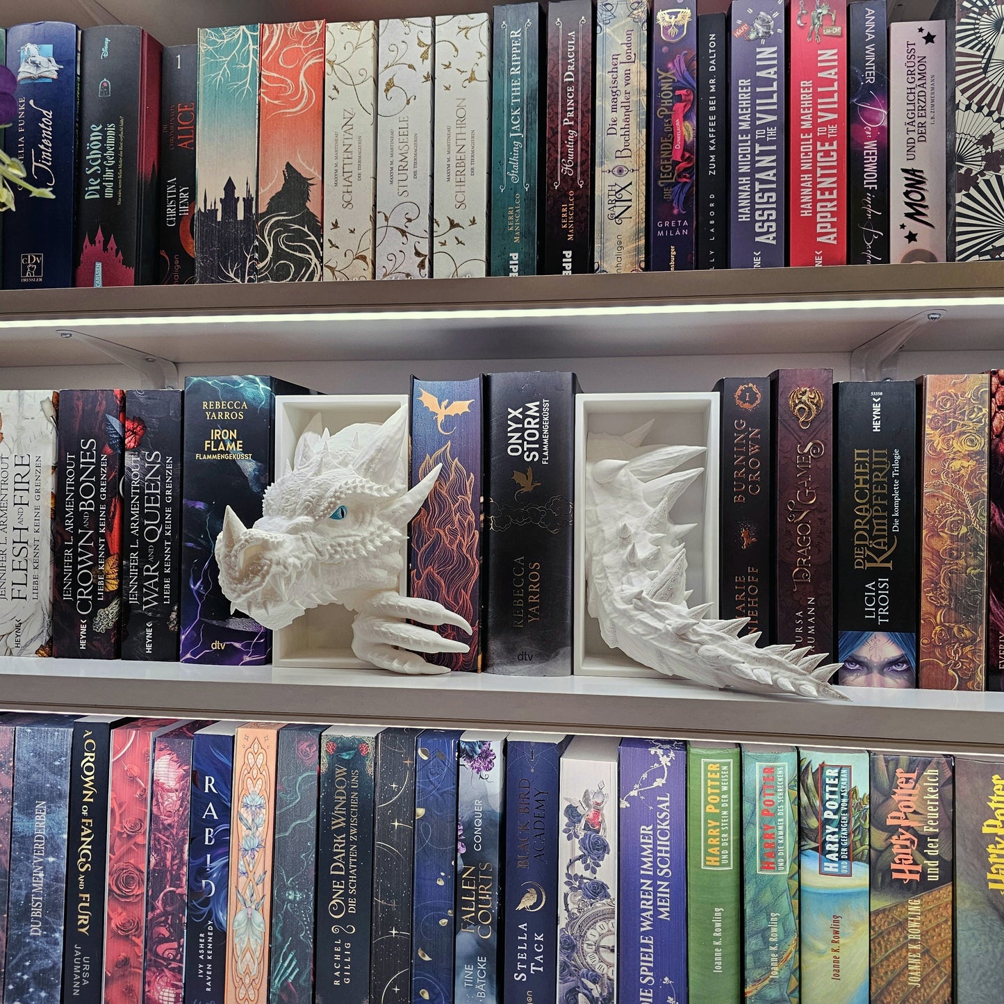 Book Nook Ice Dragon White Set/Single | 3D Print | Bookend | Bookshelf Decoration