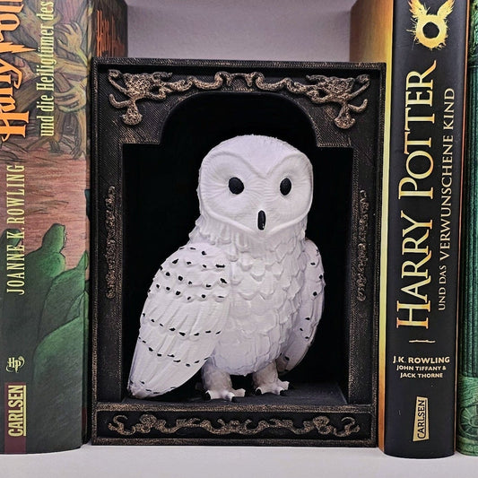 Book Nook Snowy Owl Gold | 3D Print | Bookend | Bookshelf Decoration