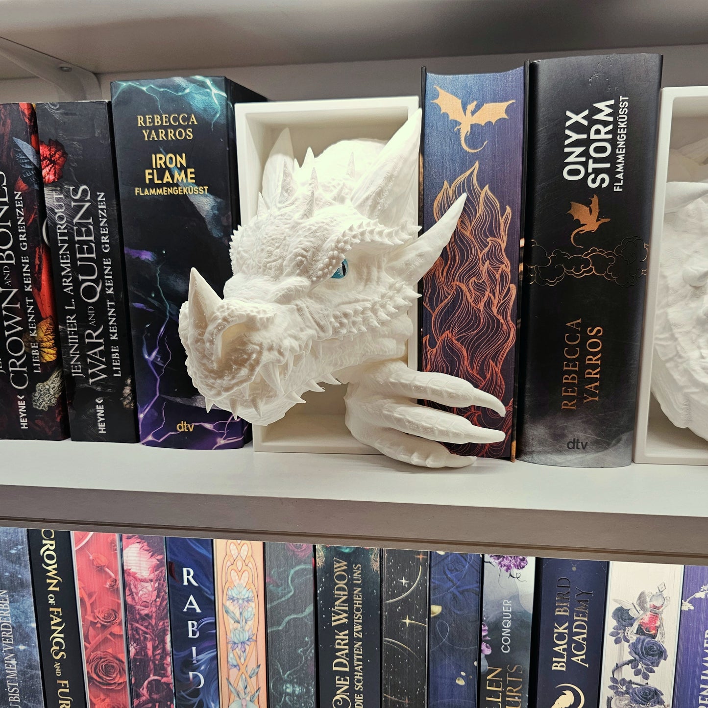 Book Nook Ice Dragon White Set/Single | 3D Print | Bookend | Bookshelf Decoration