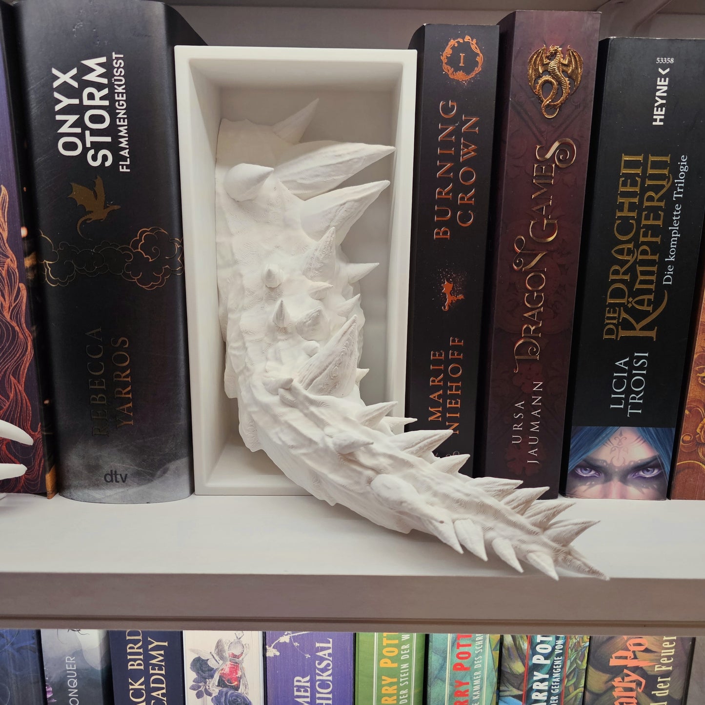 Book Nook Ice Dragon White Set/Single | 3D Print | Bookend | Bookshelf Decoration