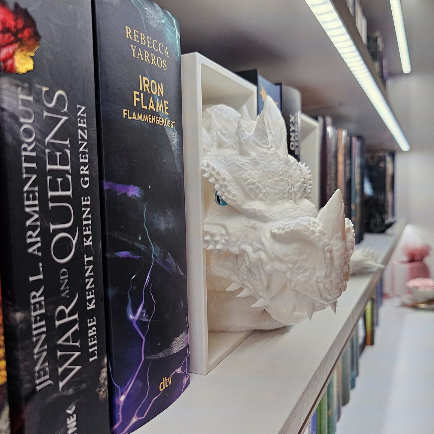 Book Nook Ice Dragon White Set/Single | 3D Print | Bookend | Bookshelf Decoration