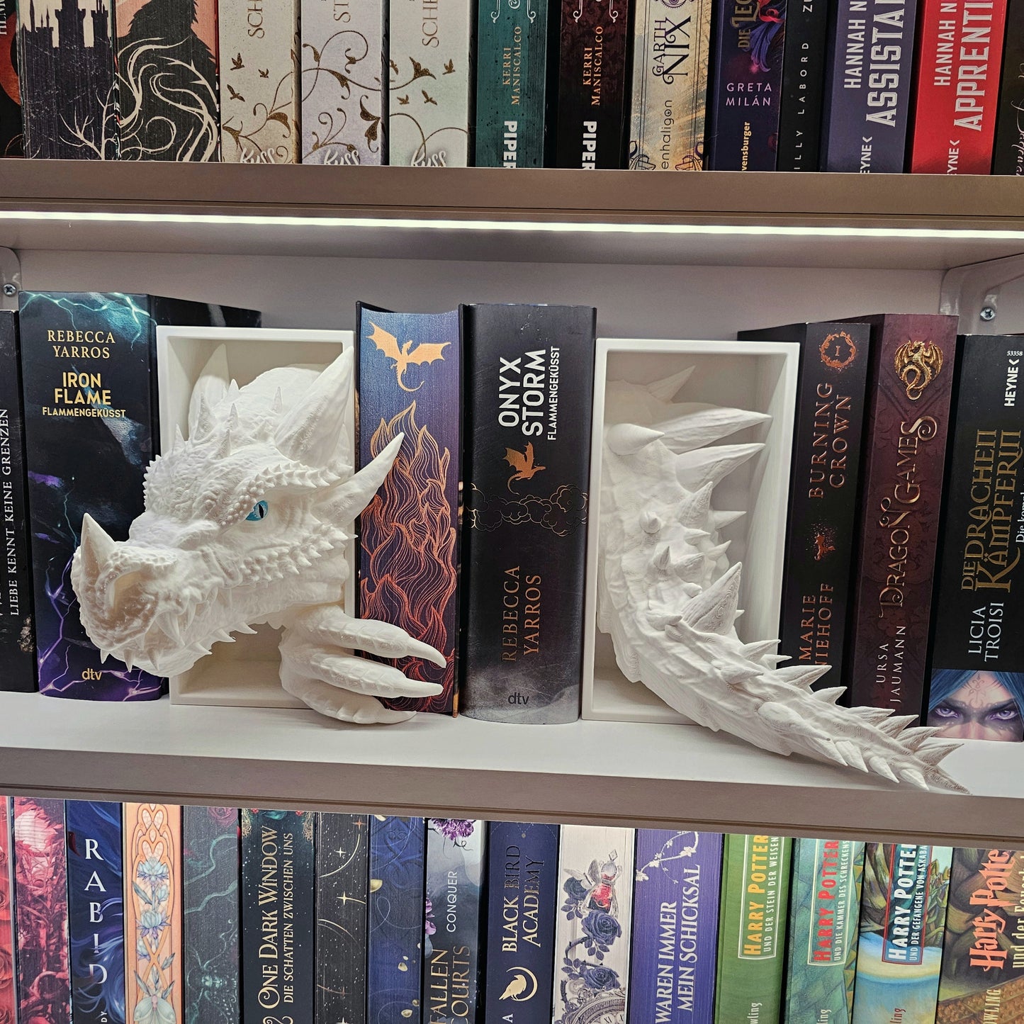 Book Nook Ice Dragon White Set/Single | 3D Print | Bookend | Bookshelf Decoration