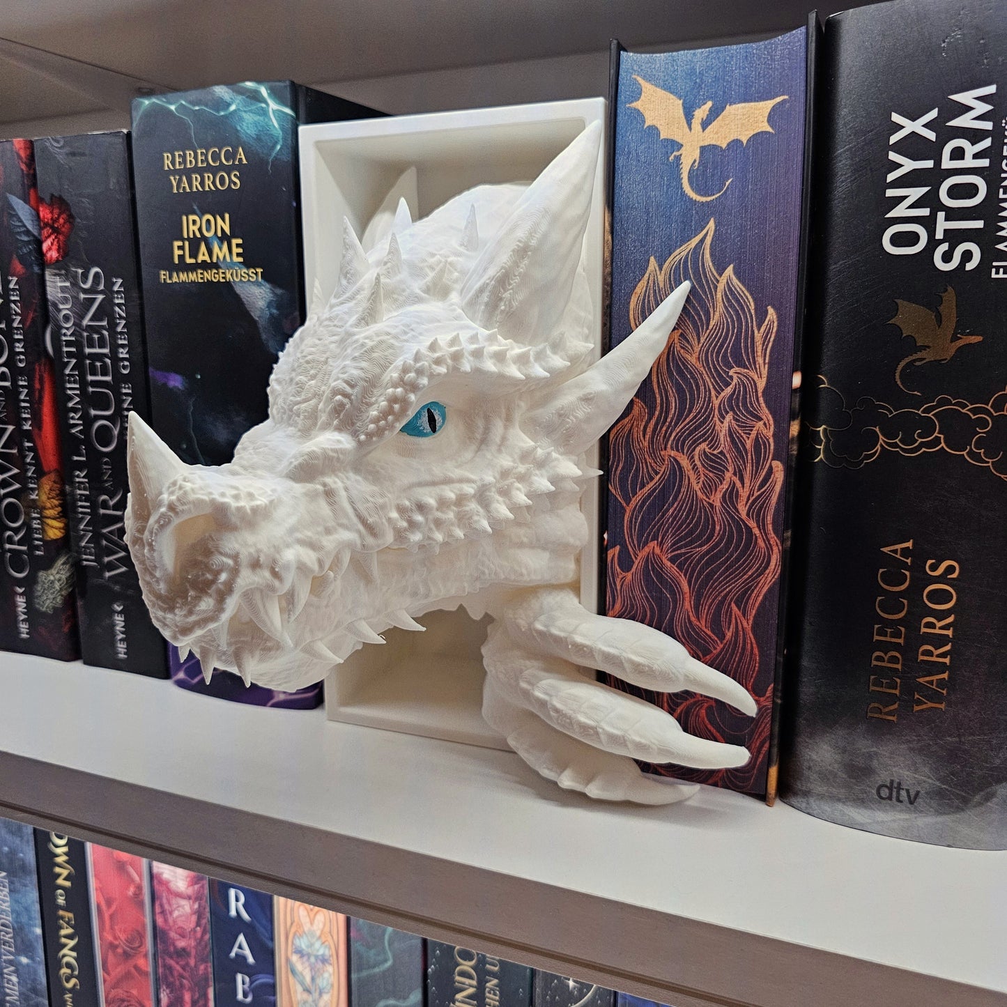 Book Nook Ice Dragon White Set/Single | 3D Print | Bookend | Bookshelf Decoration