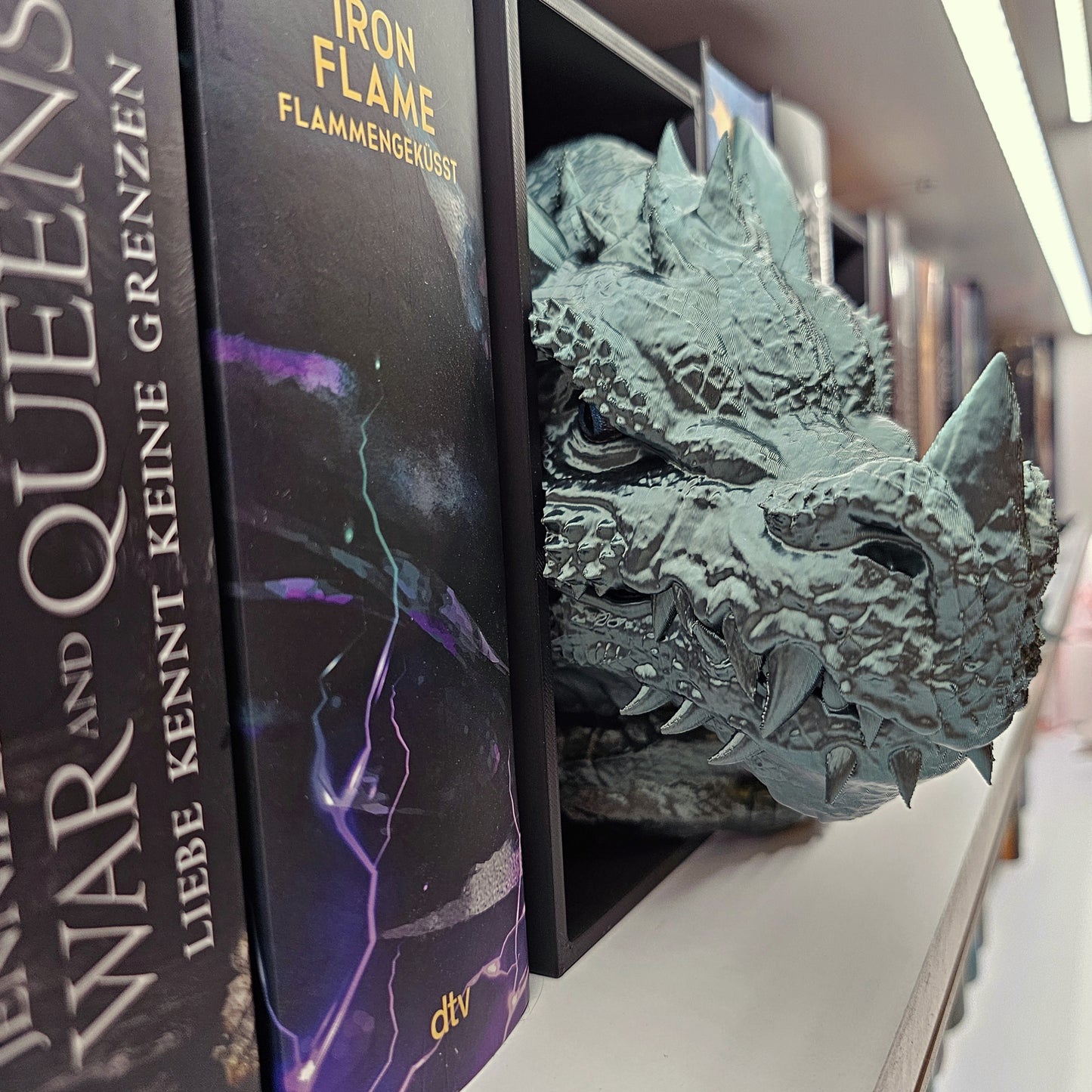 Book Nook Drache Grün Bronze glänzend Set/Einzeln | 3D Druck | Buchstütze | Dekoration Bücherregal